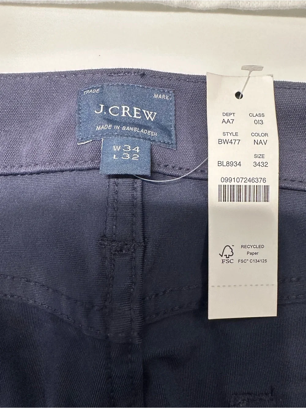 J. Crew Men's Straight Fit Tech Pants in Navy